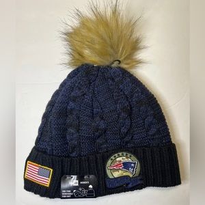 NFL New England Patriots New Era Women's Pom Knit Winter Beanie Hat Blue & Black